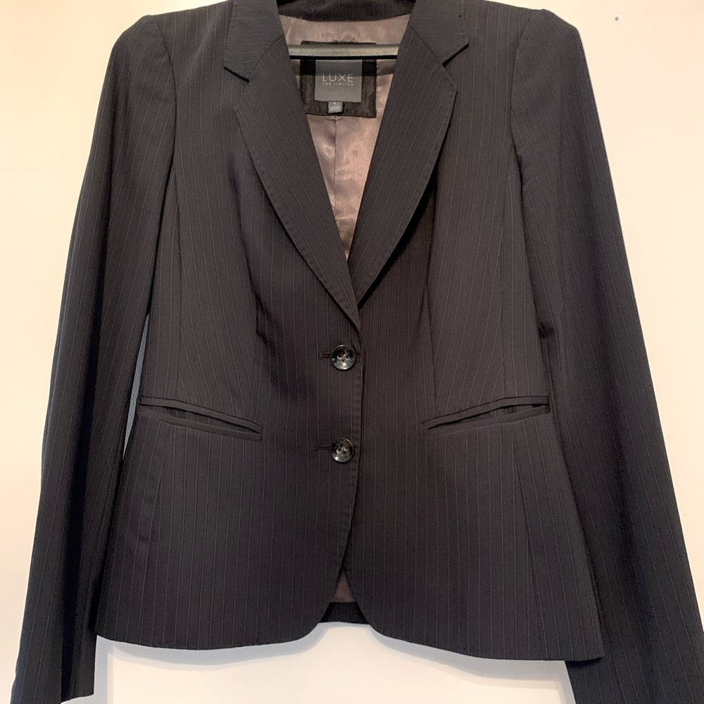 Ladies dark gray/black pinstripe blazer